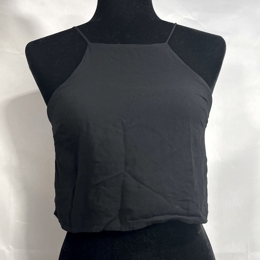 Laced Back Black Crop Top - Picture 2 of 9